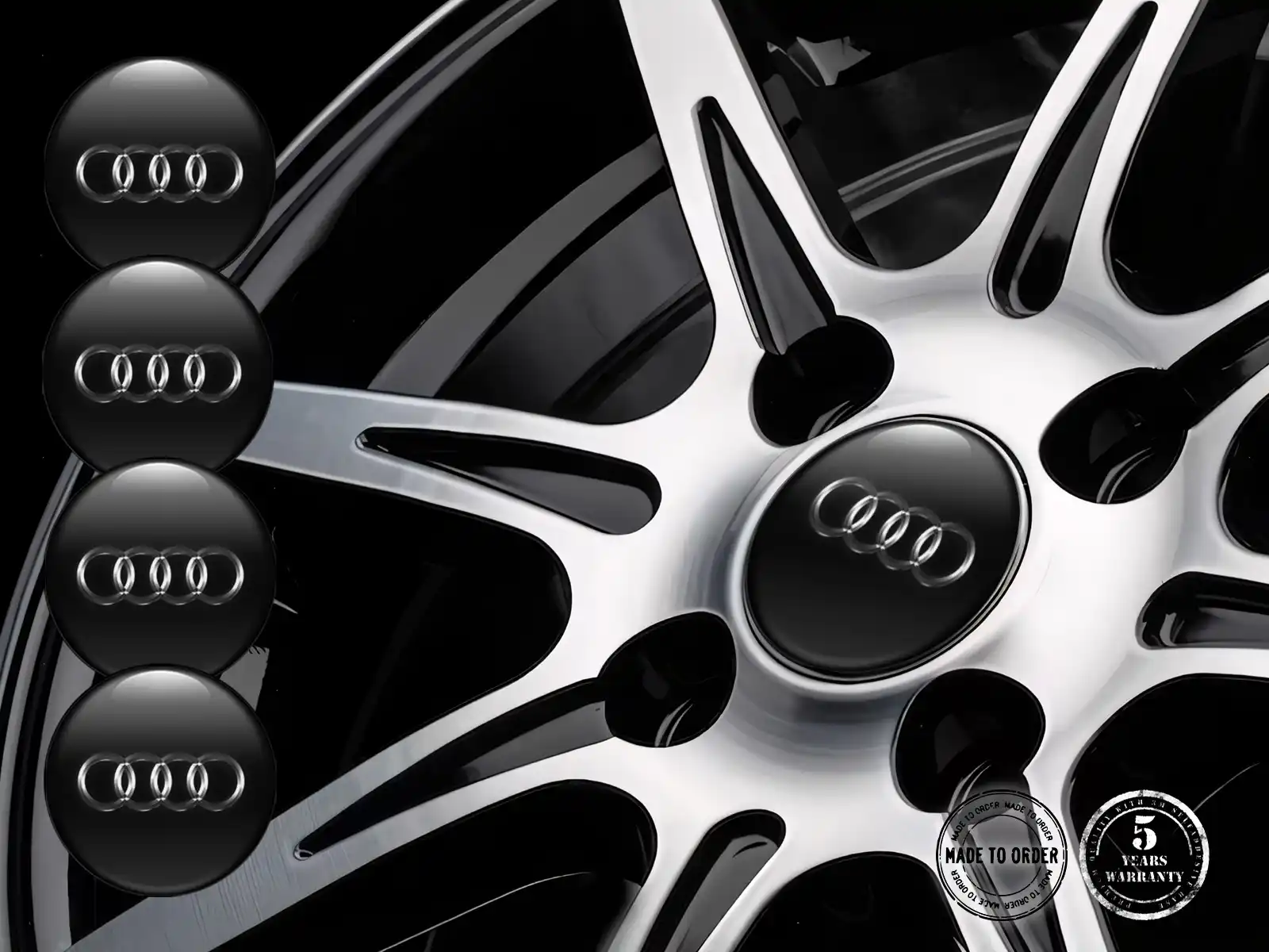Audi Pegatina en Aros Estilo de Cúpula Epoxi